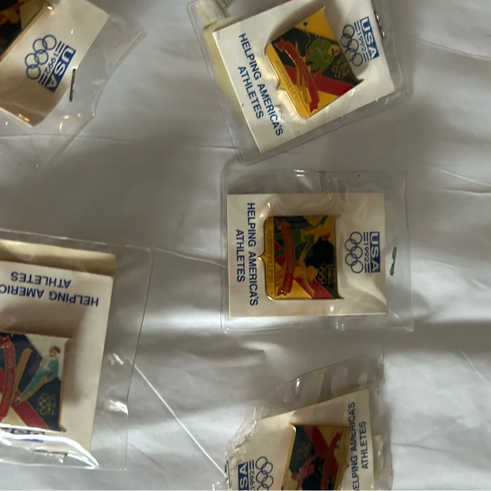 Vintage Collectible 1992 USA Olympic Pins with Gold Accents - set of 9